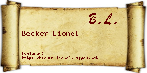 Becker Lionel névjegykártya